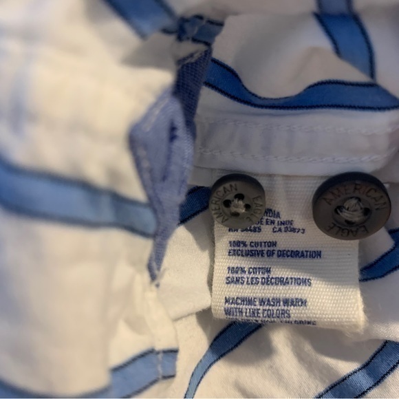 American Eagle Vintage Fit‎ Men Blue White Striped Button Down Shirt Size Large - Picture 6 of 7